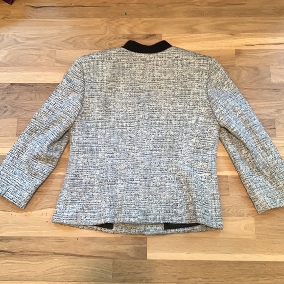KASPER Cropped 3/4 Sleeve Tweed Jacket Blue White & Black Women’s 2P - Picture 14 of 16